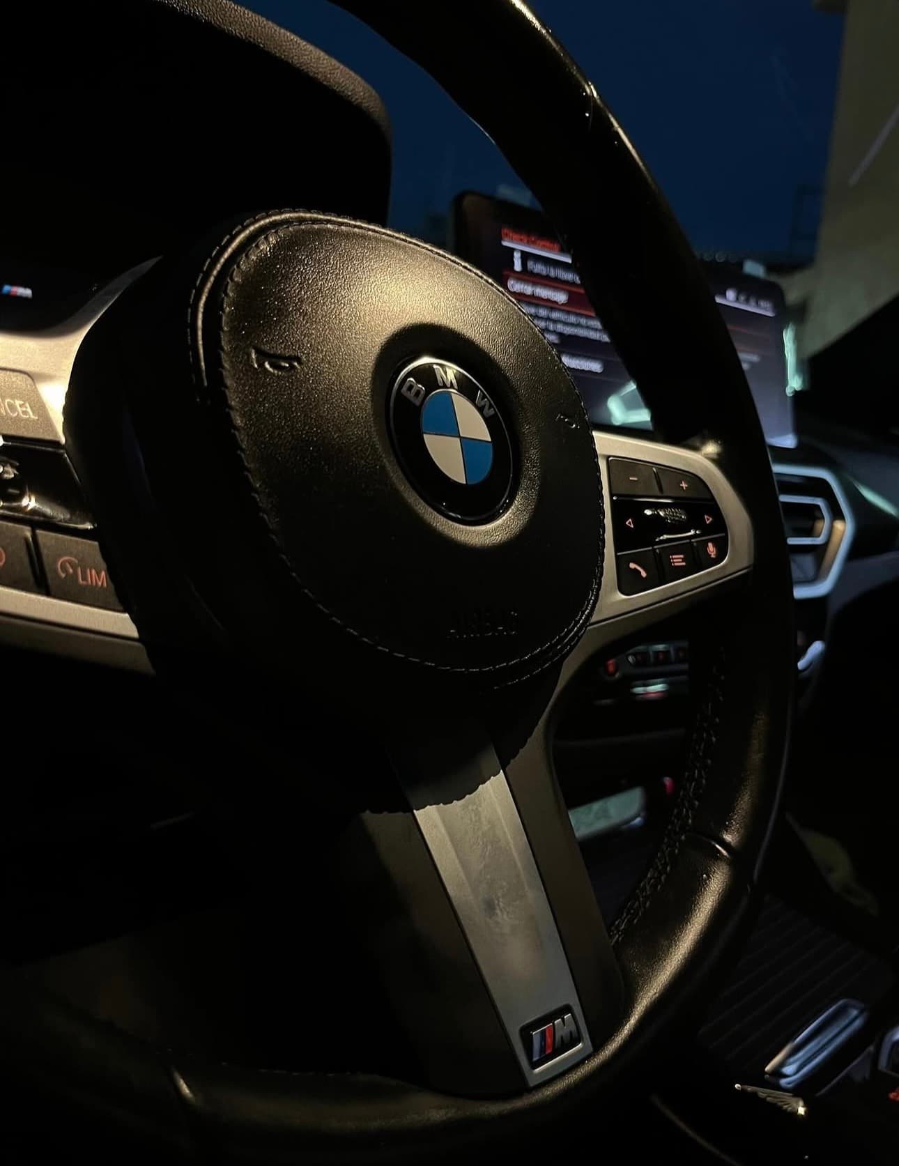 Volante y emblema BMW tras detallado